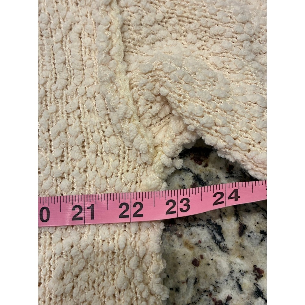 Entro Boho Cream Chunky Popcorn Knit Oversized Sweater Exposed Seams M - Picture 5 of 8